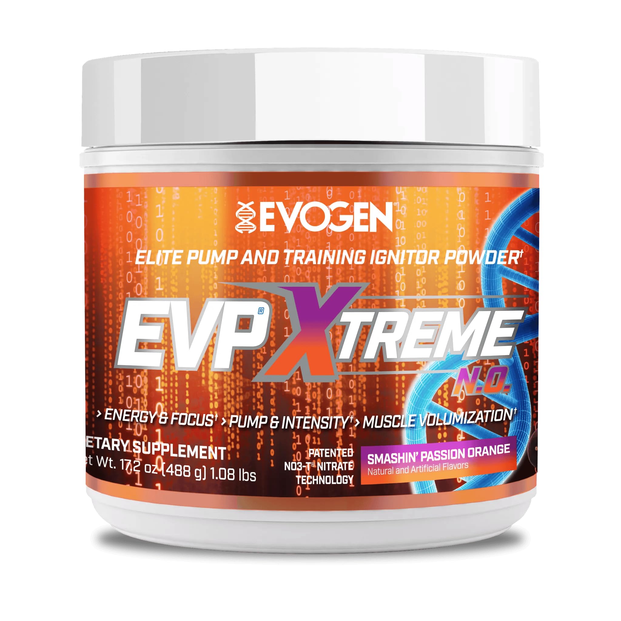 Evogen EVP Xtreme NO bottle highlights powerful pre-workout pump potential.