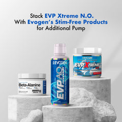 Evogen EVP Xtreme NO scoop beside shaker for energy and focus.
