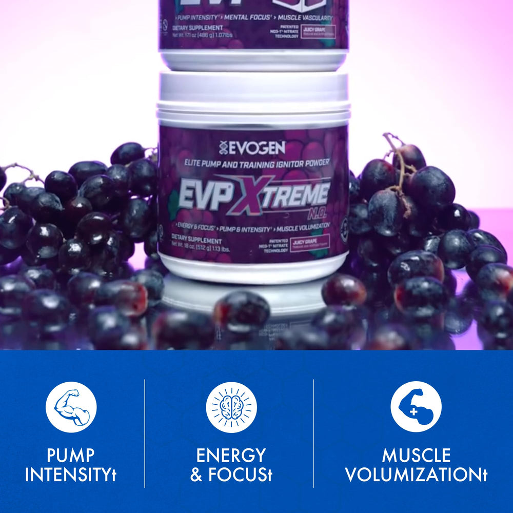 Evogen EVP Xtreme NO hydration with creatine and coconut water visual.