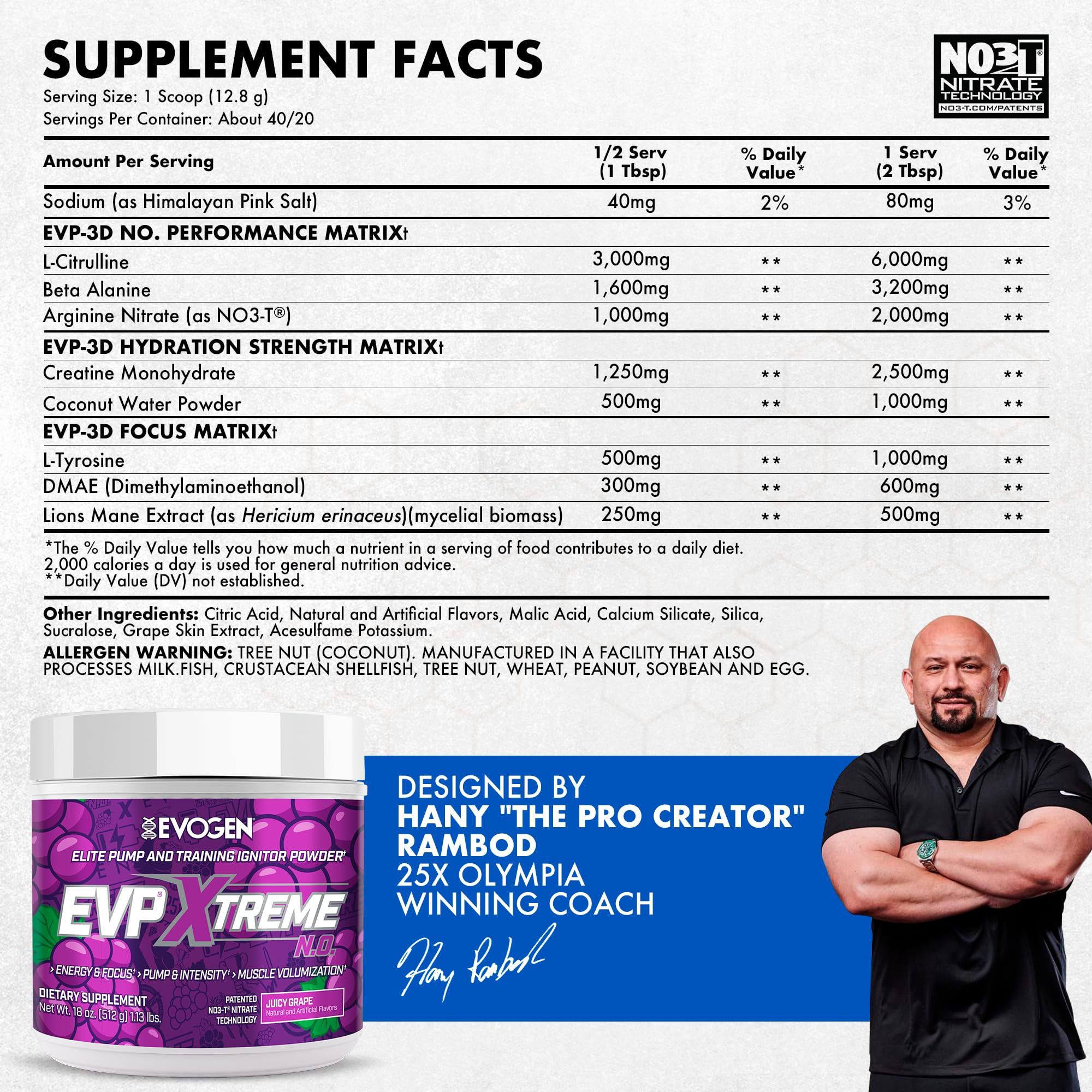 Evogen EVP 3D with NO3-T boosts pump and vascularity in training