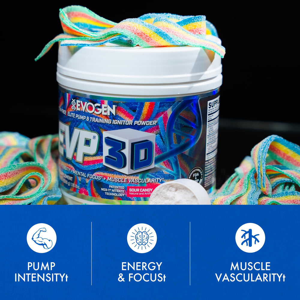 Evogen EVP3D powder texture showing clean, sugar-free formula.