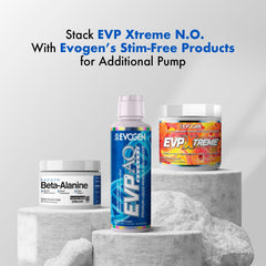 Evogen EVP Xtreme NO product photography highlighting sugar-free energy and pump potential.