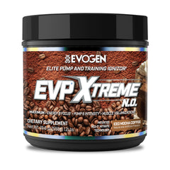Evogen EVP Xtreme NO canister on shelf, ready to fuel intense workouts and pumps.