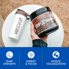 Evogen EVP Xtreme NO label detail highlights bold branding and clarity.