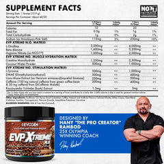 Evogen EVP Xtreme NO iced mocha powder scoop ready to boost focus and energy.