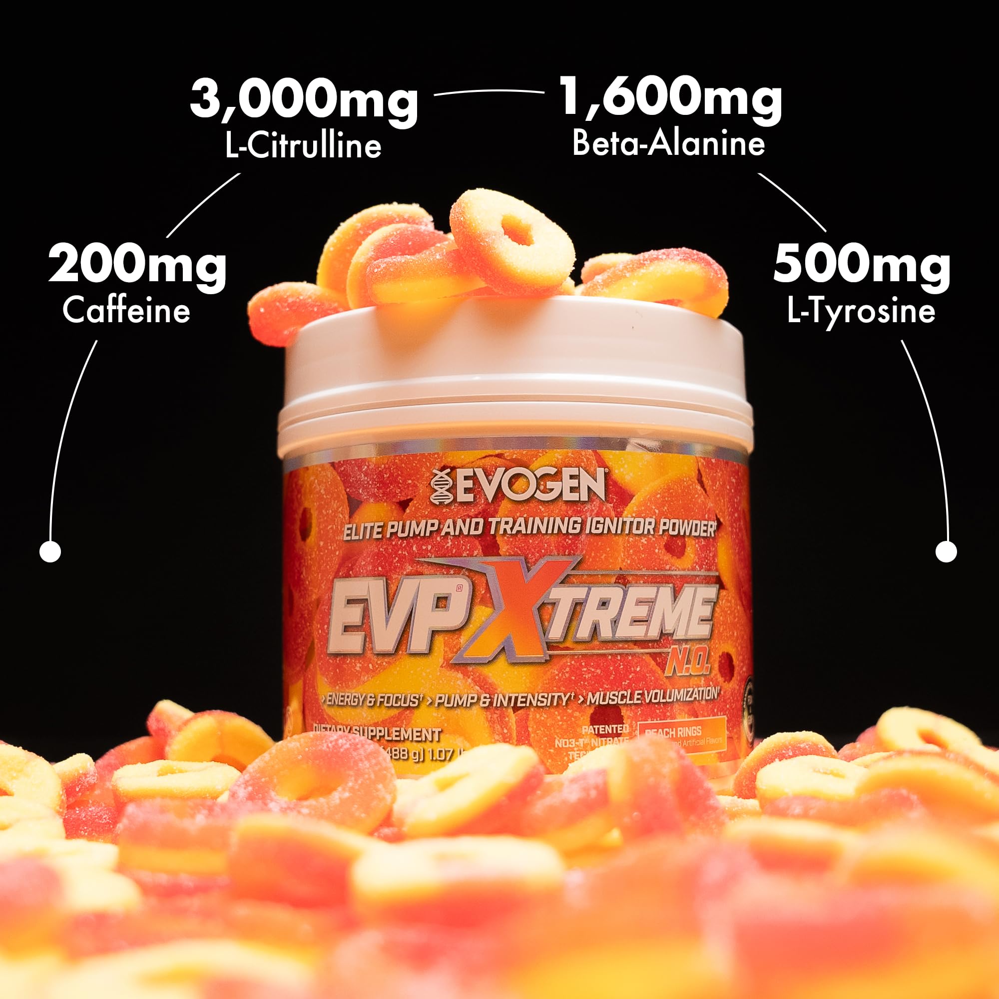 Evogen EVP Xtreme NO serving spoon and scoop ready for precise measurement.