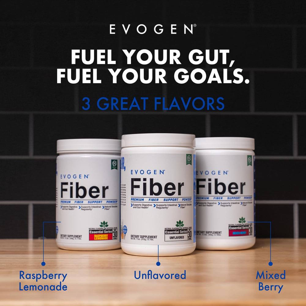 Evogen Fiber packaging highlights premium athlete-focused formula.