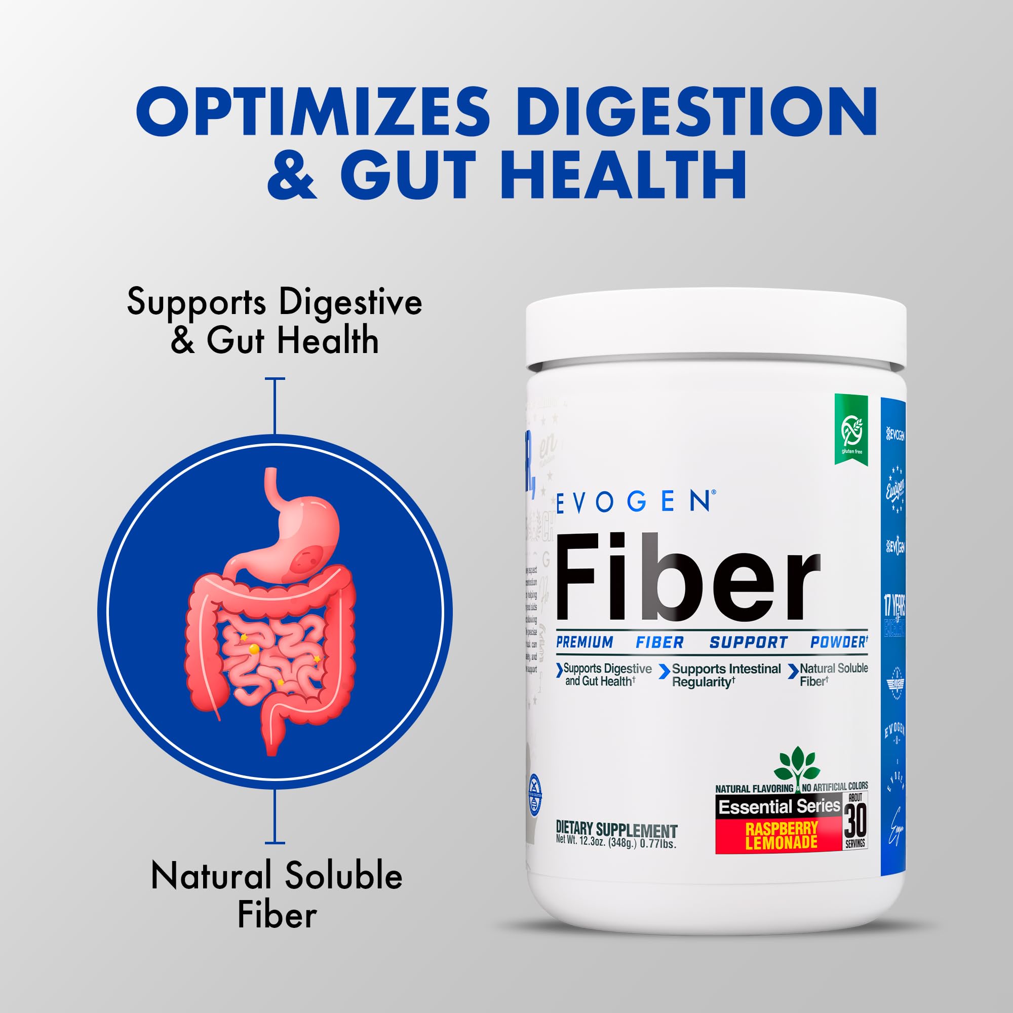 Evogen Fiber powder dissolves easily in water for quick mixing.