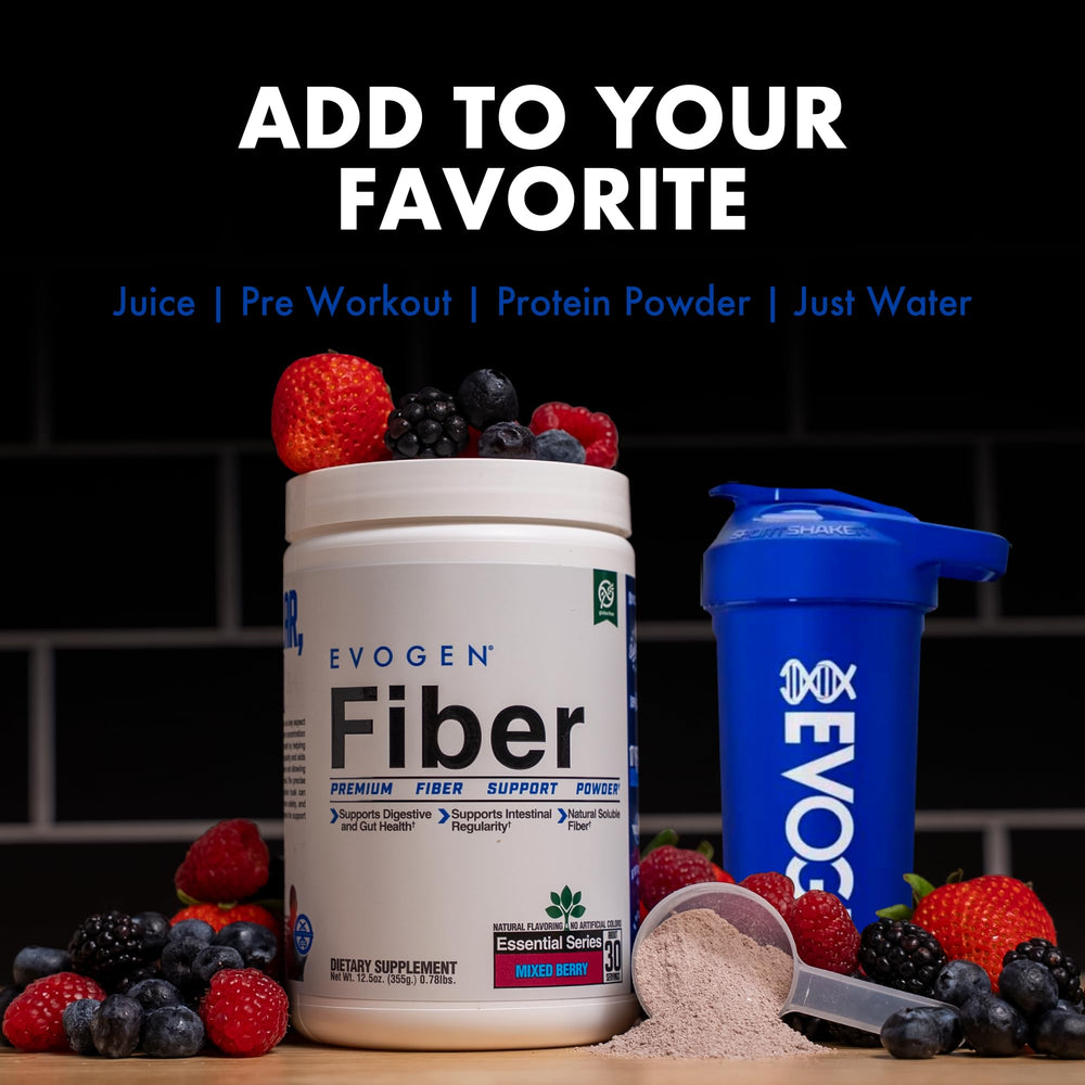 Evogen Fiber serving scoop close-up emphasizes precise measurement and consistency.