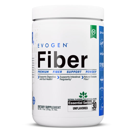 Evogen Fiber unflavored powder tub for easy daily digestion support