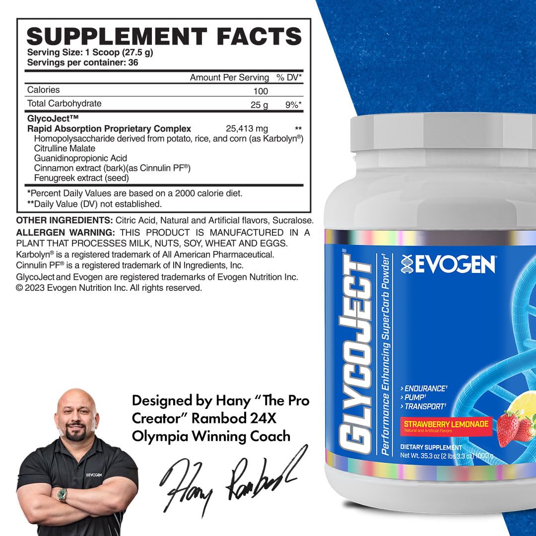 Evogen GlycoJect preworkout scoop ready for fueling workouts.