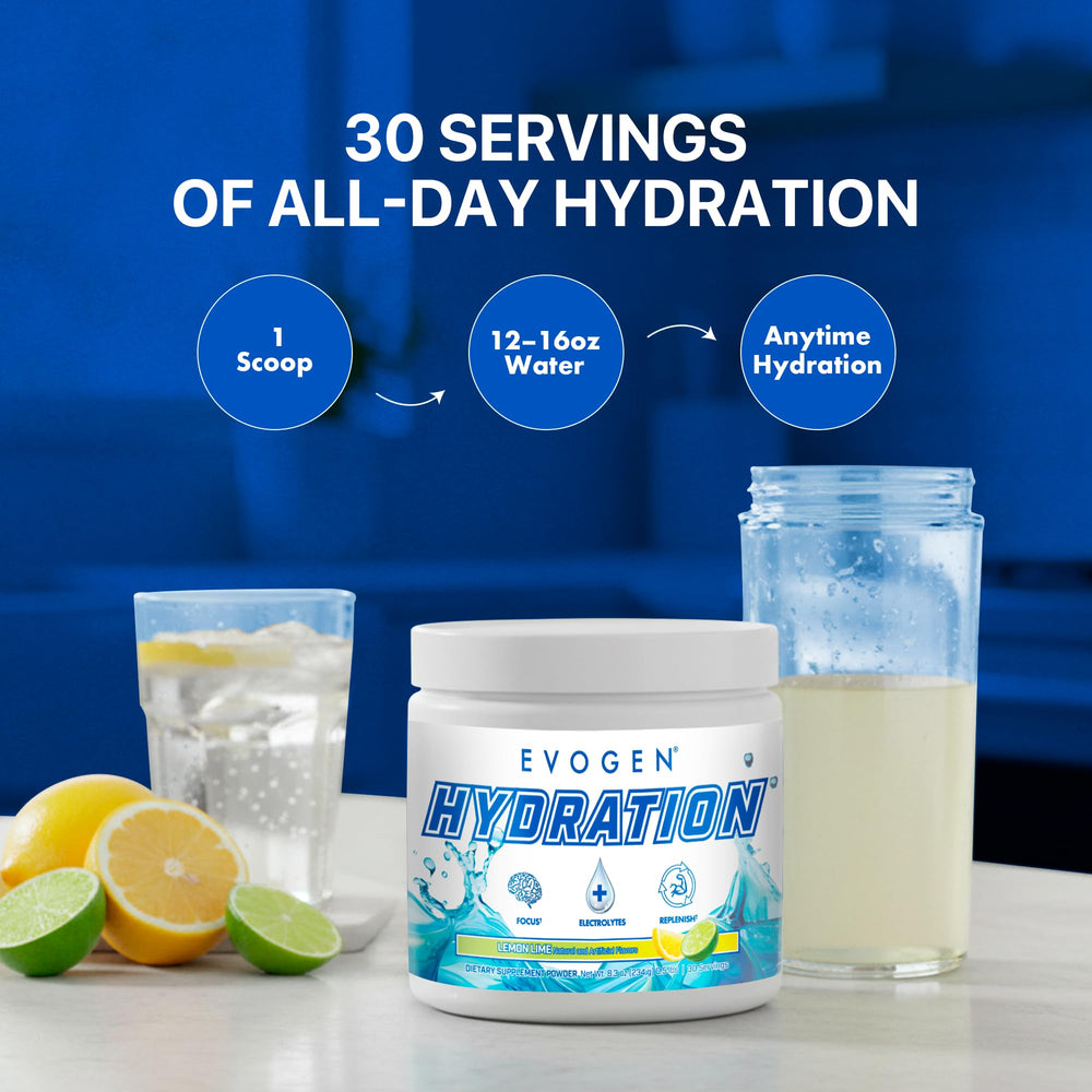 CDP-choline focus ingredient in Evogen Hydration supports mental sharpness.