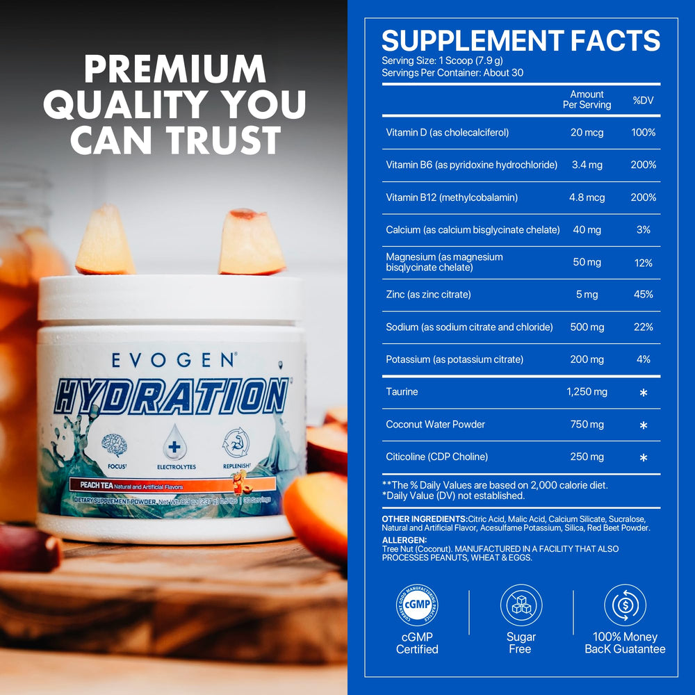 Label info panel notes sugar-free formula and electrolyte blend.