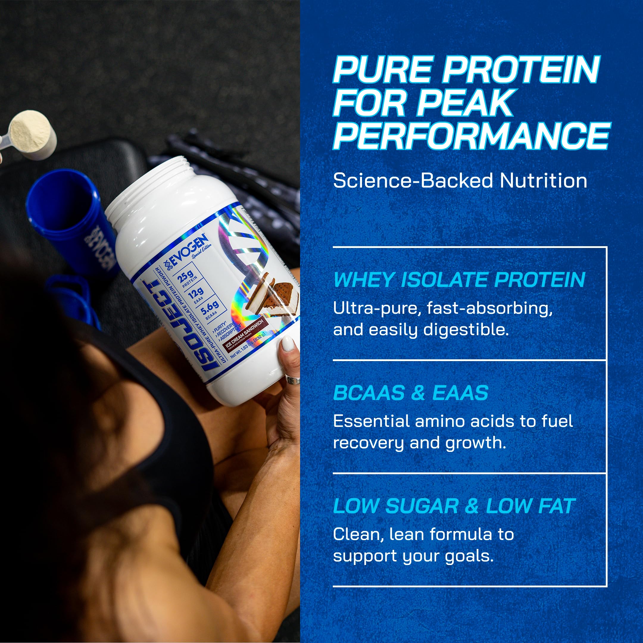 Evogen Isoject with BCAAs and EAAs supports recovery and performance after workouts.