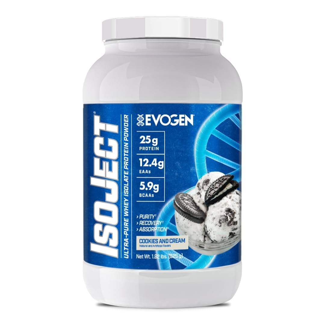 Evogen Isoject bottle-front display suitable for post-workout shakes.