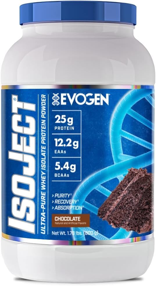 Evogen Isoject chocolate shake showing rich color and smooth texture for post-workout use