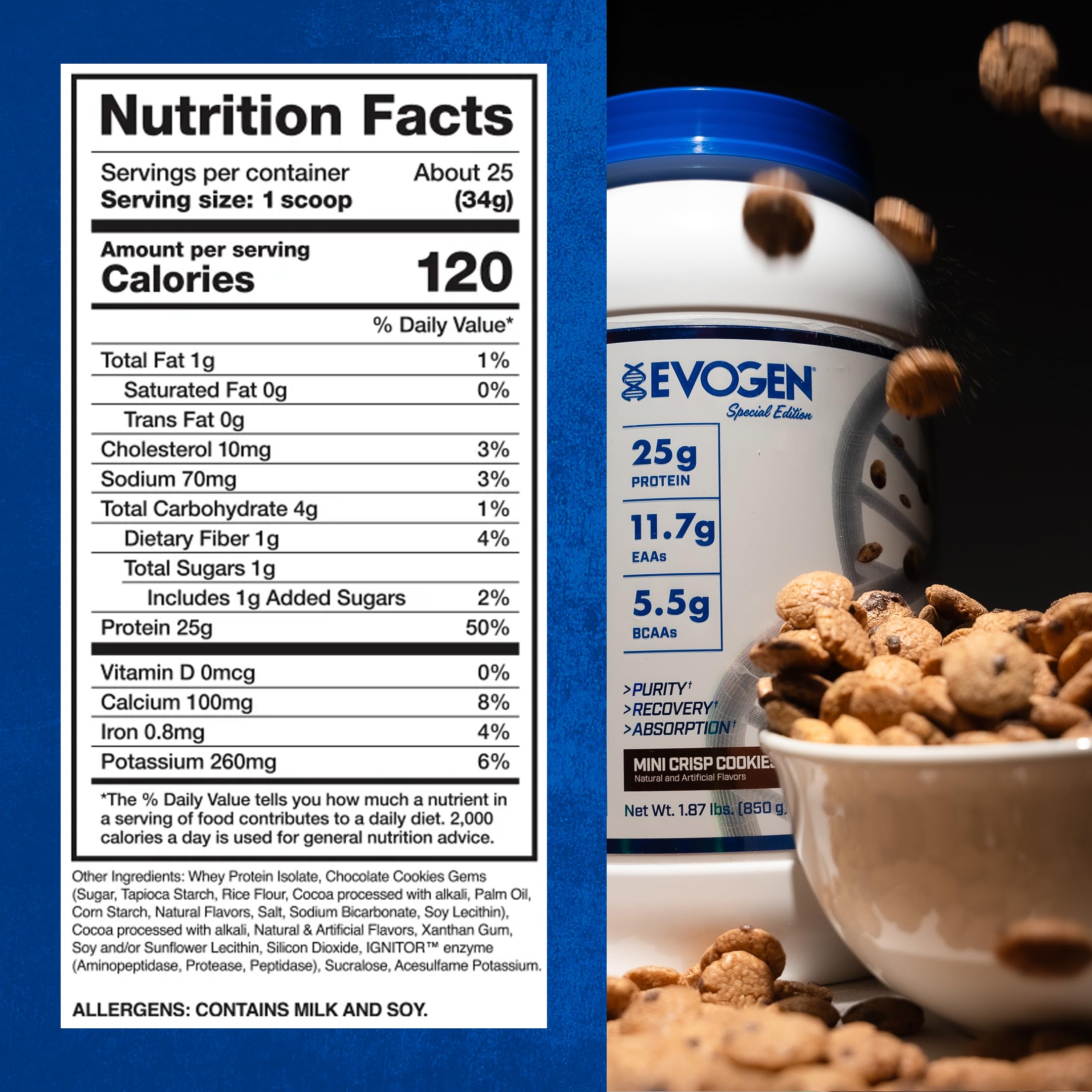Clean nutrition image highlights a filler-free formula for shakes and recipes