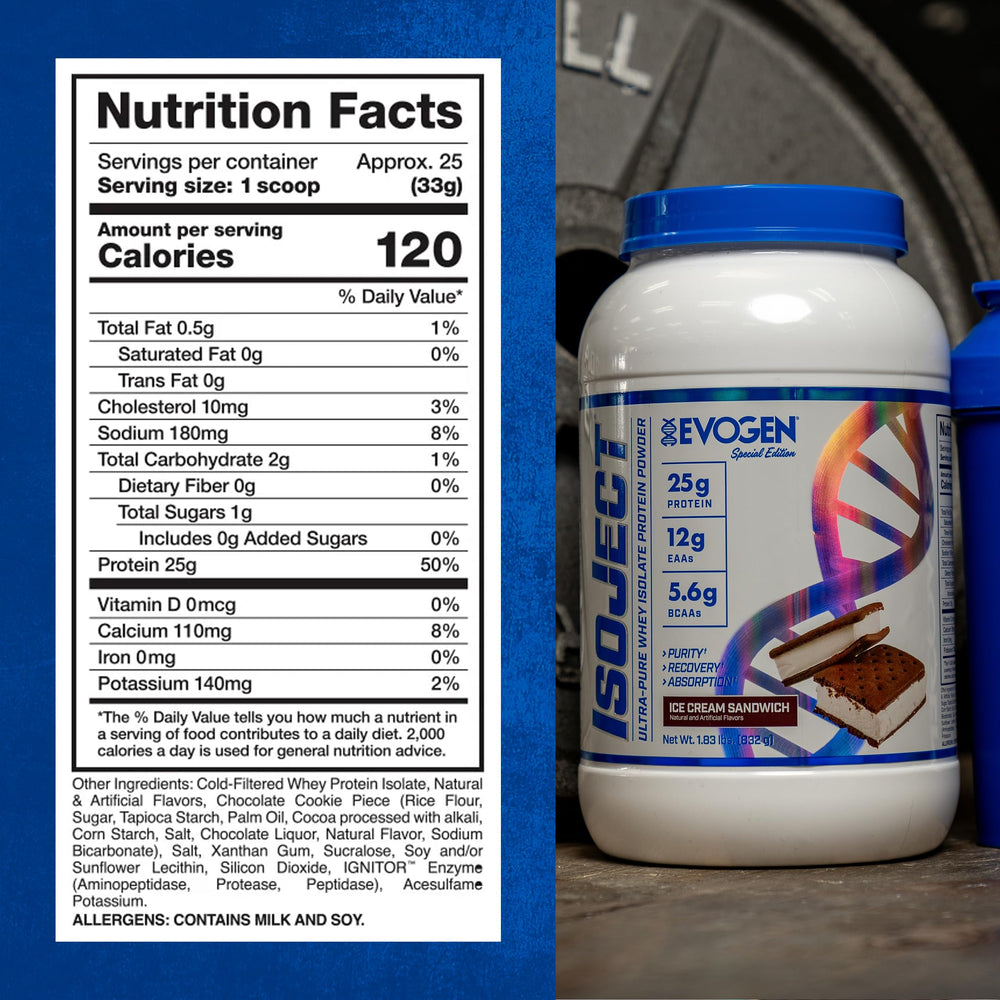 Evogen Isoject powder offers clean nutrition ideal for shakes, smoothies, and recipes.