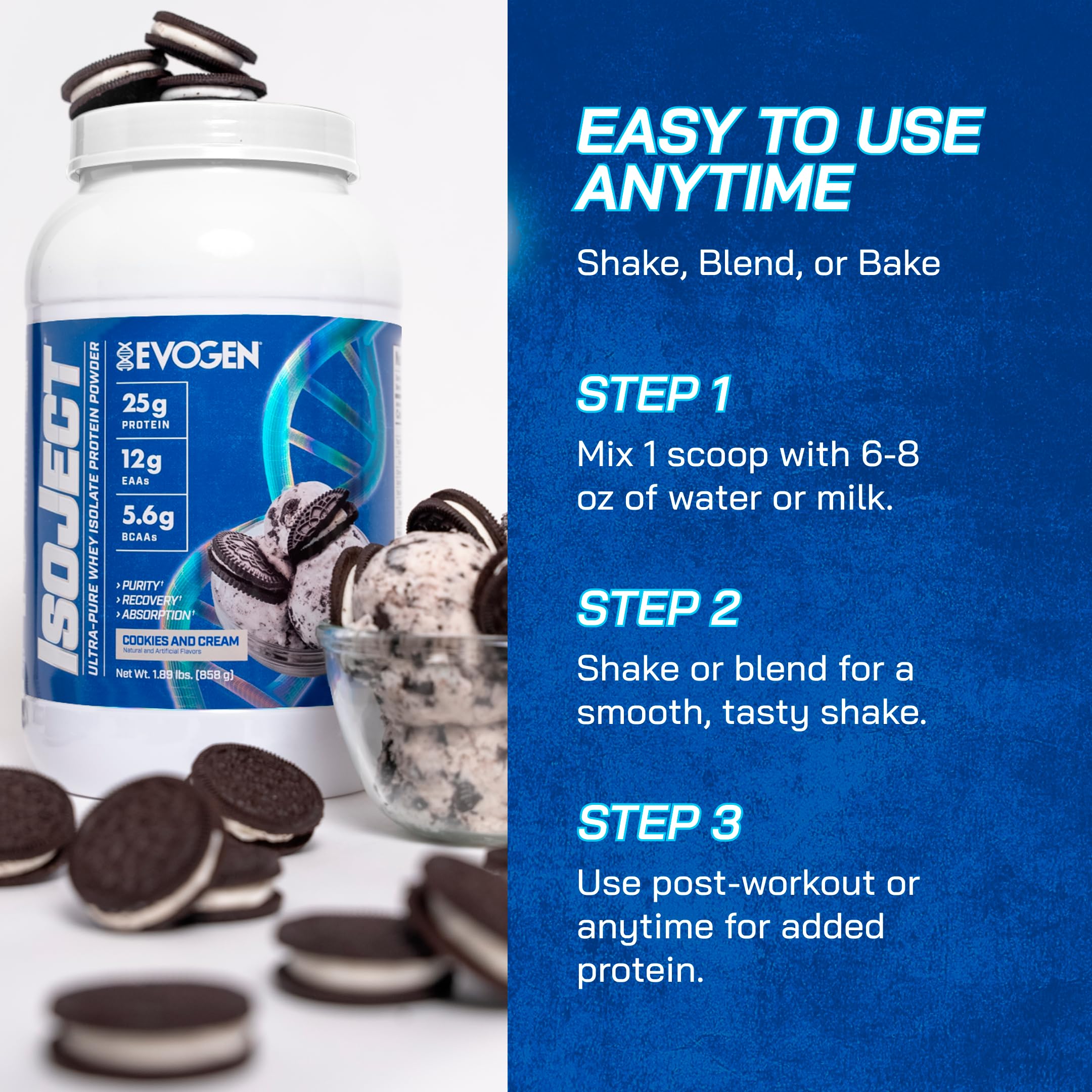 Evogen Isoject label highlights no fillers and clean nutrition.