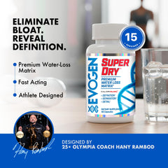Evogen Super Dry close-up of ingredients featuring dandelion root and juniper berries.