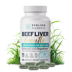 Evolved Elements Beef Liver Gentle bottle offers an odor-neutral daily supplement.