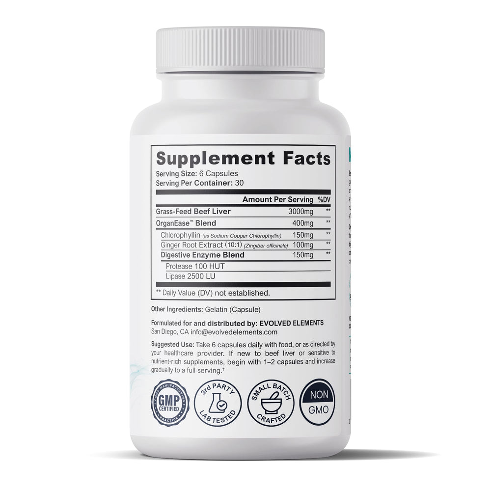 OrganEase blend image shows Evolved Elements formula for smoother digestion.