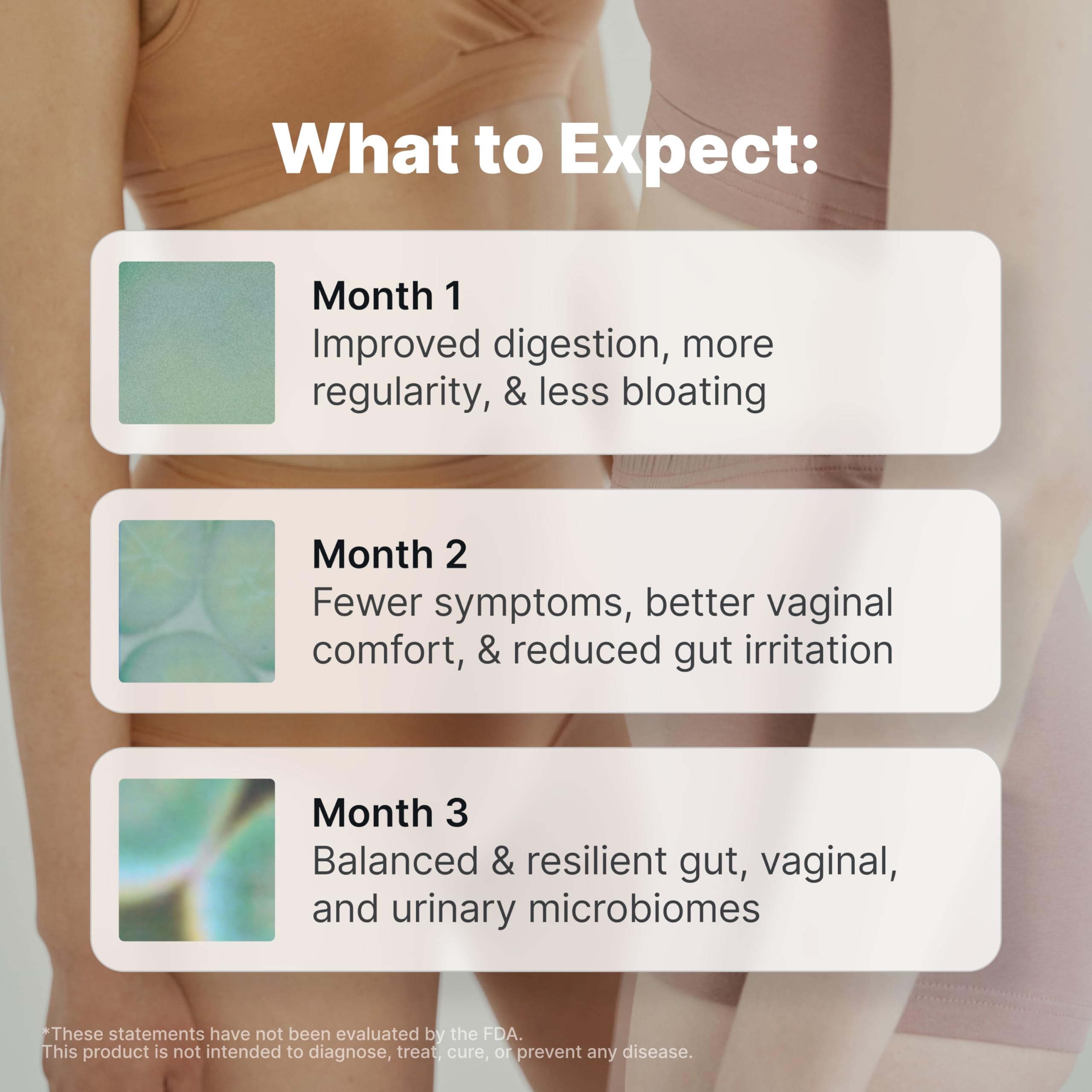 Evvy complete probiotic capsule inside view illustrating 3-in-1 microbiome support