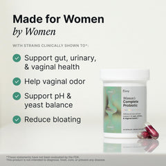 Evvy complete probiotic pill close-up highlighting daily capsule for women