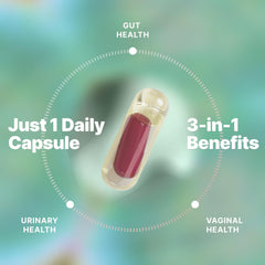 Label detail of Evvy showing 3-in-1 feminine health support