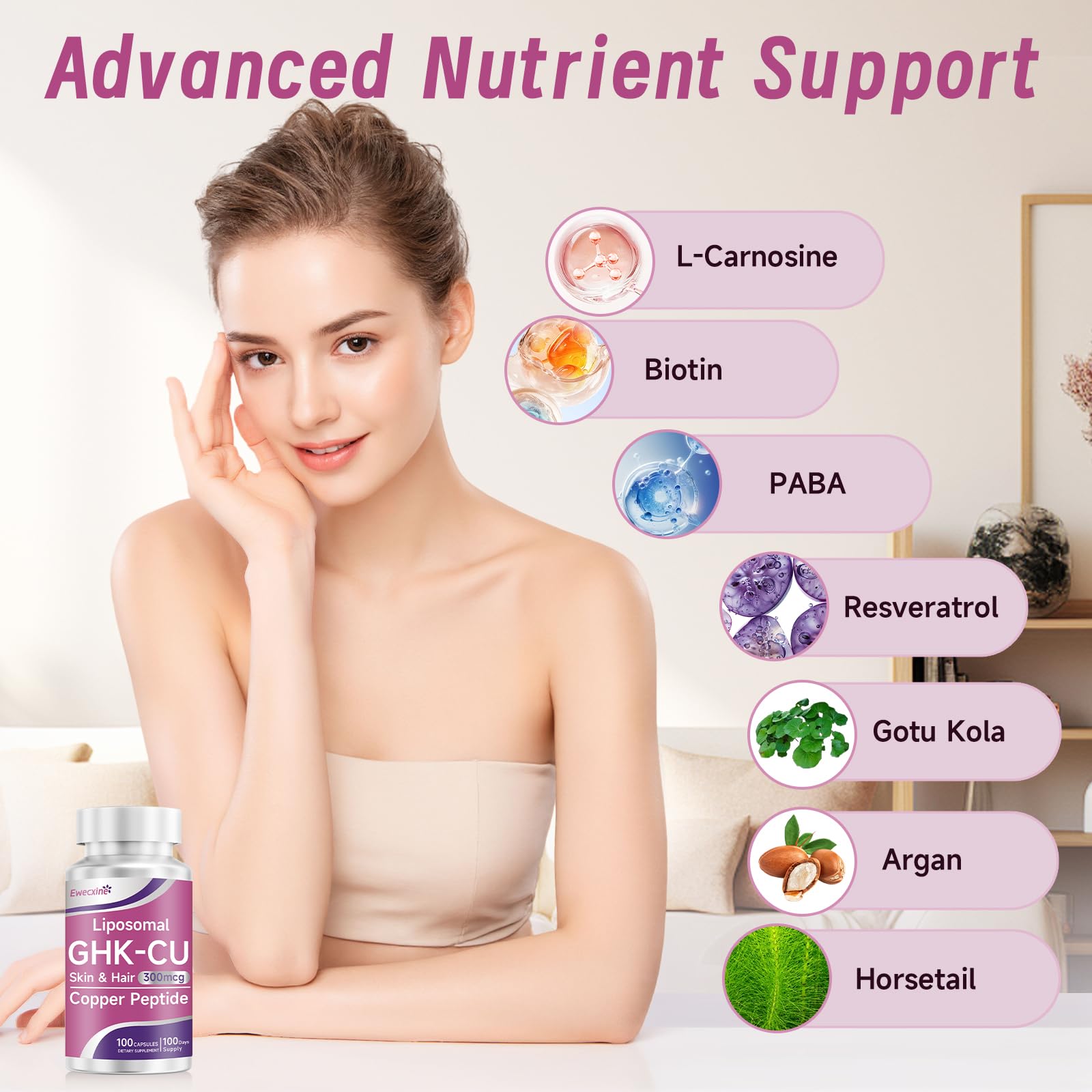 Ewecxine GHK-Cu phytoceramides ingredients highlight plant lipids.