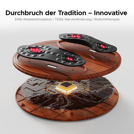 Exbushwren EMS massager remote shows settings for tailored foot relief.