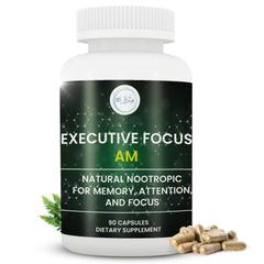 Executive Focus bottle front view highlighting the 12-in-1 nootropic for focus