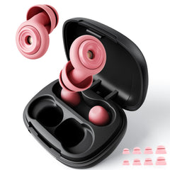 EXOVOW pink packaging ear plugs offering travel-friendly noise reduction.