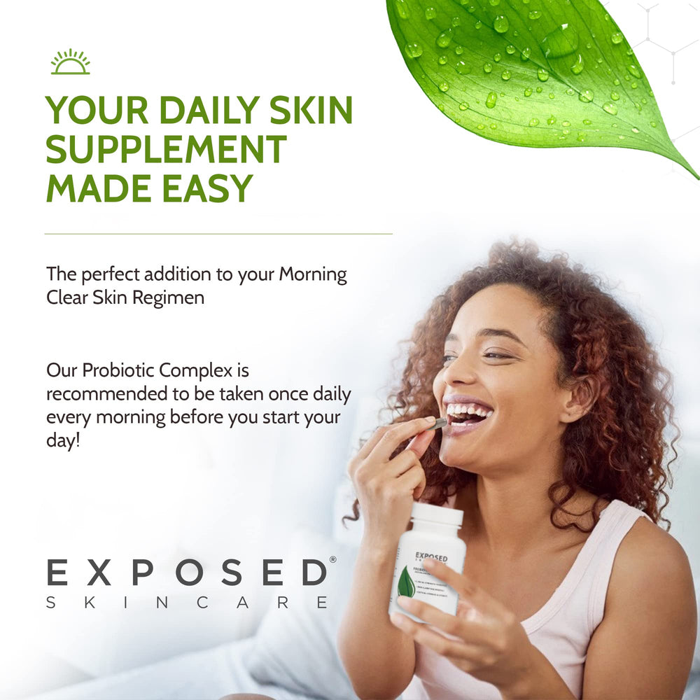 Exposed Skin Care non-GMO seal on bottle highlight product purity.