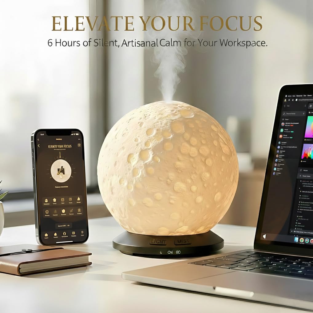 Exqline Moonlight Zen diffuser provides gentle light and aroma options.