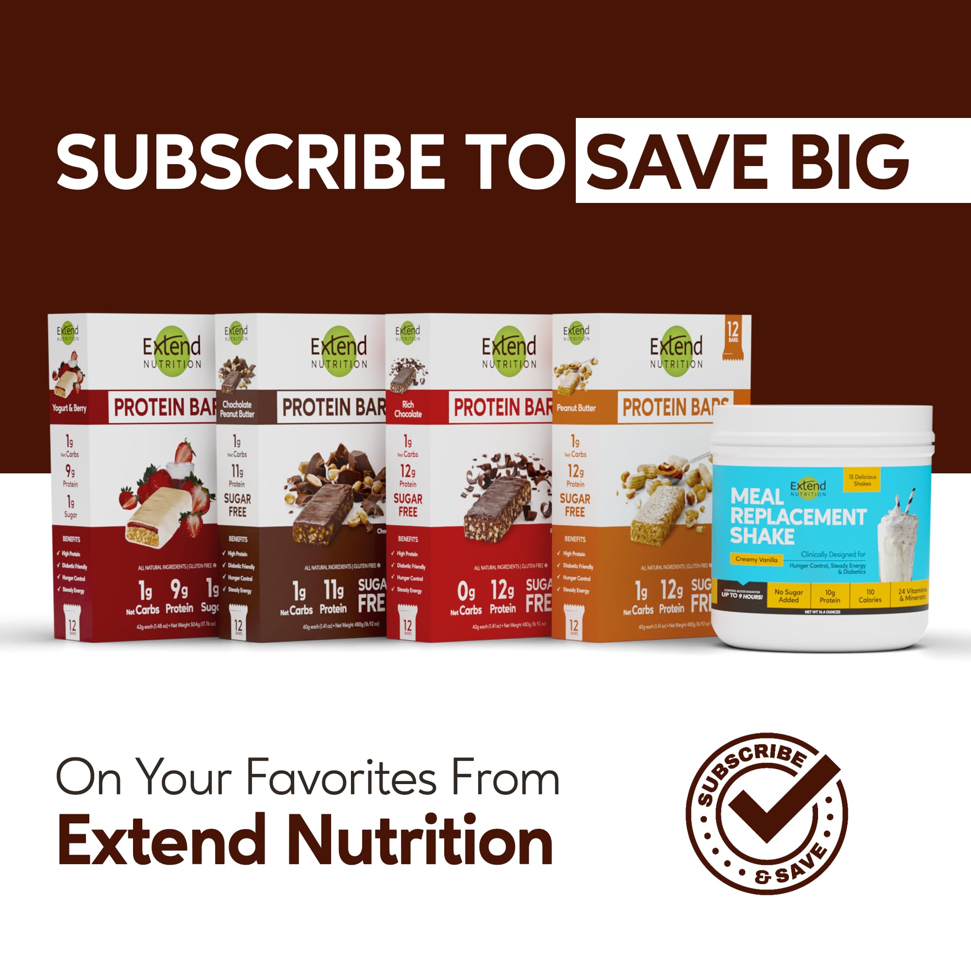 Extend Bar bars for on-the-go use, quick energy without sugar.