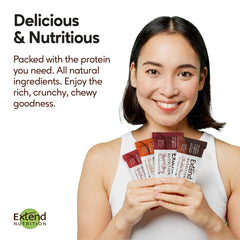 Extend Bar fiber-rich protein bars labeled for steady energy and hunger control.