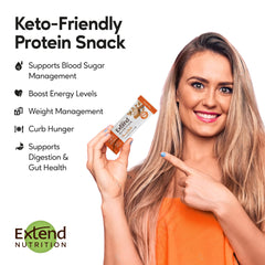 Cross-section view of Extend Bar Peanut Butter Sugar-Free Protein Bar showing texture
