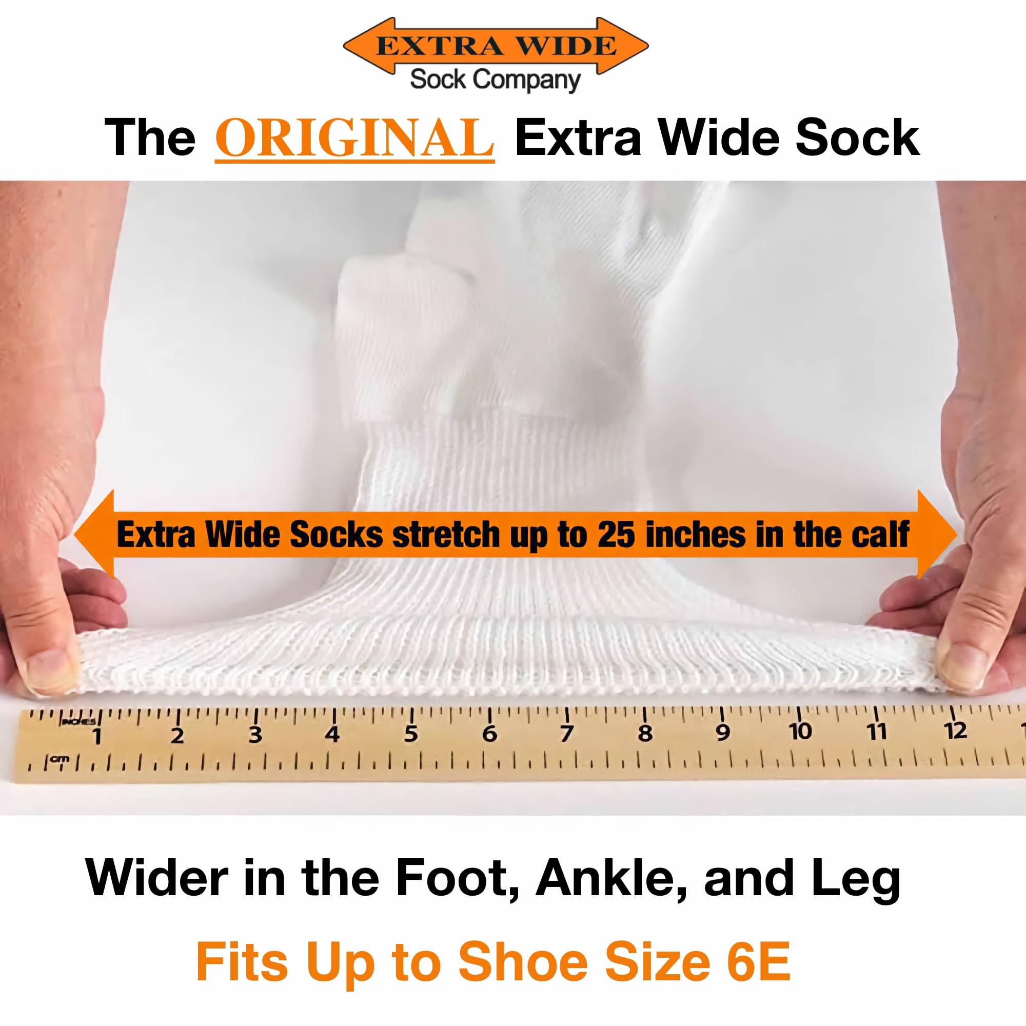 Extra Wide Medical mid calf crew socks knit pattern highlight
