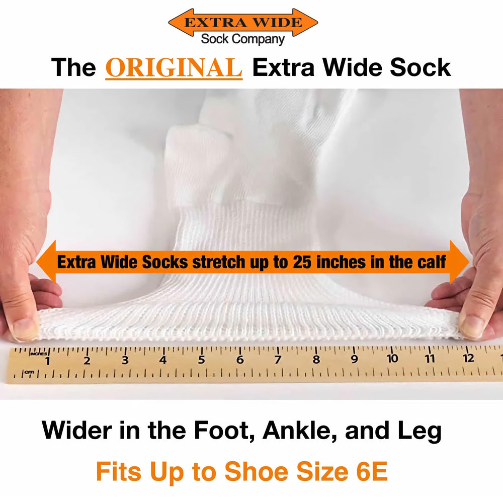 Extra Wide Medical mid calf crew socks knit pattern highlight