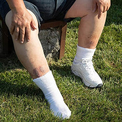 Extra Wide Medical Quarter Sock toe seam outside design aids comfortable diabetic-friendly wear.