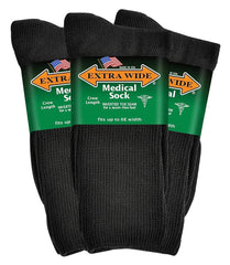 Extra Wide Medical mid-calf crew pack front view shows roomy fit for wider feet.