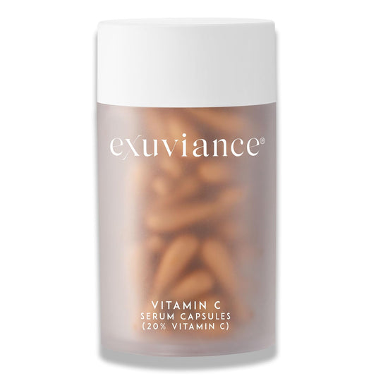 EXUVIANCE Vitamin C serum capsules 60ct pack shot improves radiance and uneven tone.