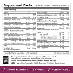 EyePromise Macular Health Complete two-softgel daily dose shown on plate