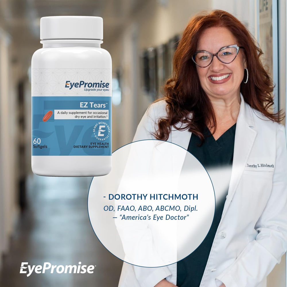 EyePromise Omega-3 rich formula highlighting concentrated fish oil for eye health.