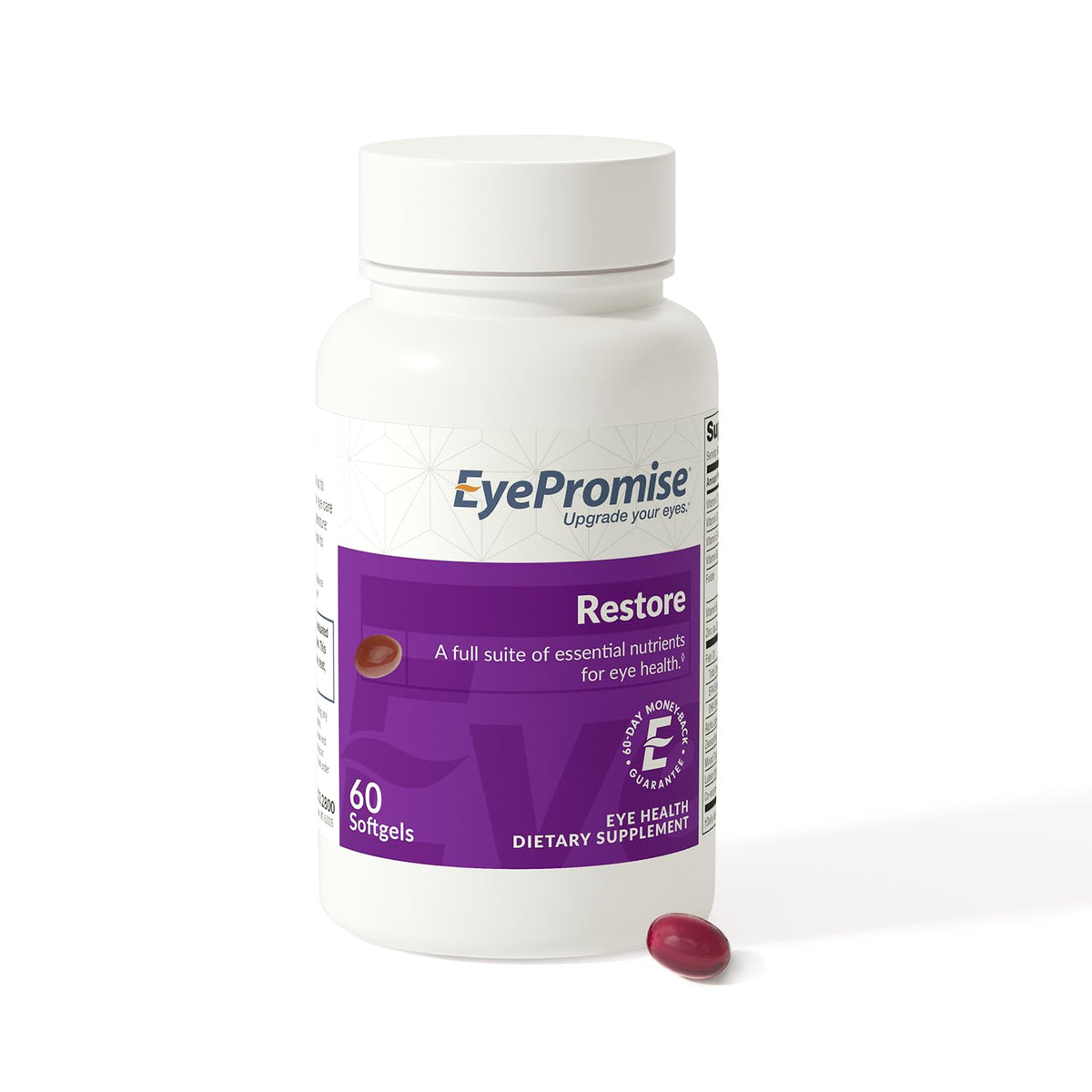 EyePromise Restore bottle front with 60 softgels for eye health support