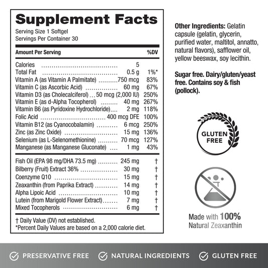 EyePromise Screen Shield capsule close-up highlights lutein and zeaxanthin content