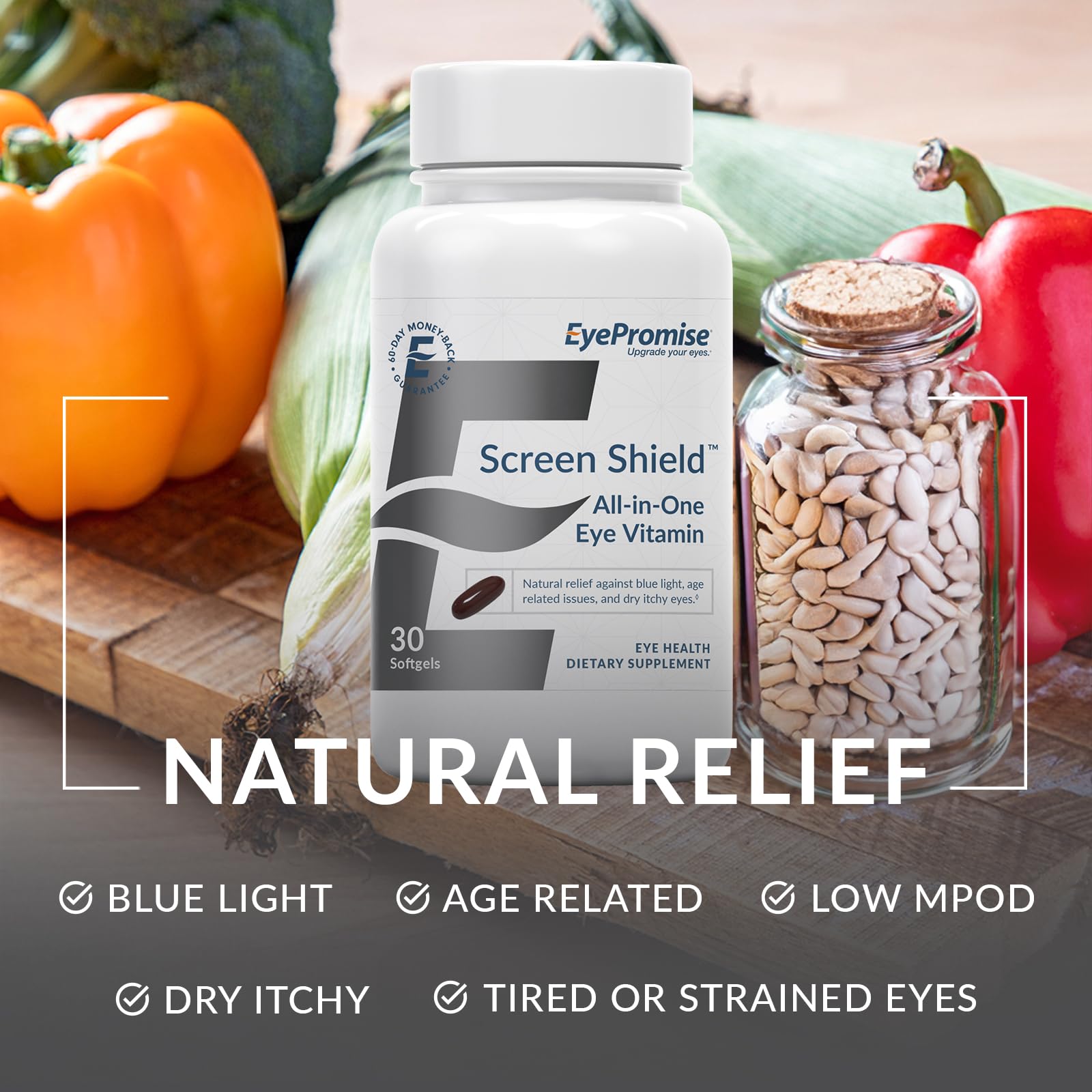 EyePromise Screen Shield packaging on desk for daily eye support