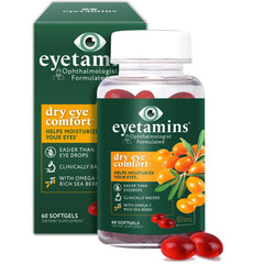 eyetamins Dry Eye Comfort bottle helps daily eye hydration and convenience