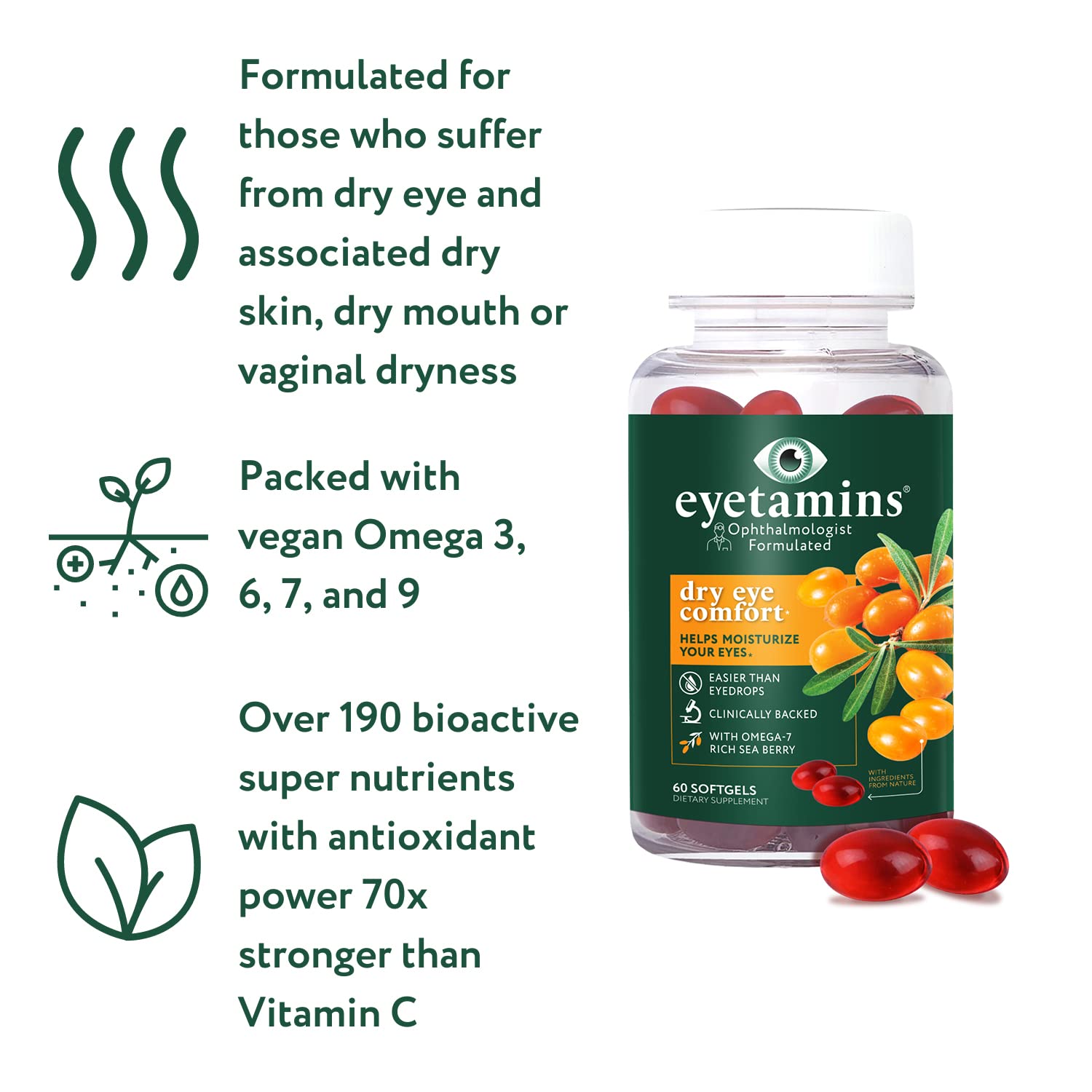 eyetamins Organic label close-up communicates trusted organic, non-GMO goodness for eyes